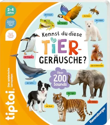 tiptoi® Kennst du diese Tiergeräusche? - Tiptoi Beschäftigungsbuch von Ravensburger, fördert spielerisch das Tierverständnis und die Sprachentwicklung bei Kleinkindern.
