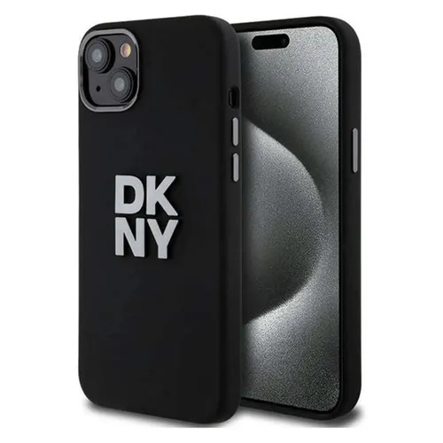 DKNY Liquid Silikon Metall Logo Case MagSafe für Apple iPhone 15/14/13 - Stylische MagSafe Schutzhülle von DKNY für iPhone 15/14/13, kombiniert elegantes Design mit optimalem Schutz und einfacher Befestigung durch MagSafe-Technologie.
