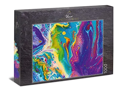 Ulmer Puzzleschmiede - Puzzle „Farbkunst“ - Einfallsreiches buntes Kunst-Puzzle 1000 Teile mit abstraktem Farbverlauf - Made in Germany - Moderne Kunst als originelles Puzzle für Fortgeschrittene