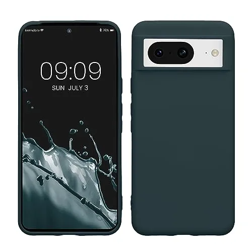 kwmobile Hülle für Google Pixel 8 TPU Case - Handyhülle unterstützt kabelloses Laden, Flexible Schutzhülle, gummiertes Cover in Dunkler Schiefer