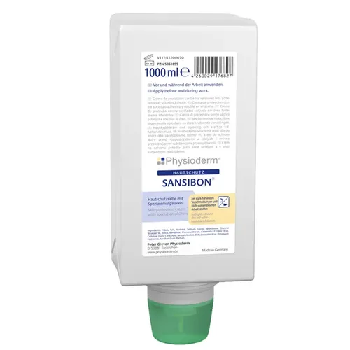 Physioderm SANSIBON 1 L Handcreme, Varioflasche Schnell einziehende Creme mit Hautschutzpigmenten 14048001
