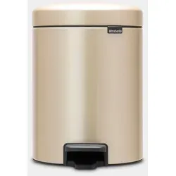 Brabantia Treteimer NewIcon 5 Liter Champagner - Haushaltszubehör - Stilvoller und hygienischer Treteimer mit 5L Fassungsvermögen, rutschfestem Boden und geruchsdichtem Deckel für eine elegante Abfallentsorgung.