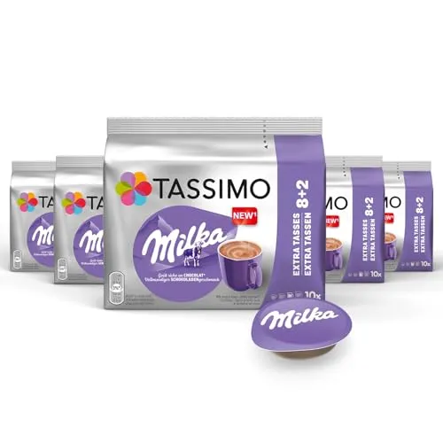 TASSIMO Milka T Discs heiße Schokolade - Kaffeekapseln & -pads, cremiger Kakao-Geschmack mit Milka-Schokolade, ideal für Schokoladenliebhaber und perfekt für gemütliche Momente.
