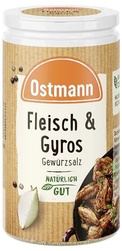Ostmann Gewürze - Fleisch & Gyros Gewürzsalz - Kräuter und Gewürze mit mediterraner Note, ideal für gegrilltes und gebratenes Fleisch. Praktischer Streuaufsatz für einfache Dosierung und Nachfüllbeutel für aromatische Frische.