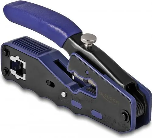 Delock Crimp-Handwerkzeug Blau/Schwarz - Elektroinstallationswerkzeug für präzise Crimpverbindungen, ideal für Profis und Hobbyelektriker.
