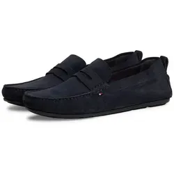 Tommy Hilfiger CORE HILFIGER SUEDE DRIVER Slipper Flats blau 40 EU - Modischer Slipper in Mokassin-Optik aus Veloursleder, ideal für lässige Outfits. Komfortable gepolsterte Innensohle und leicht profiliertes Laufsohlenmaterial sorgen für ein angenehmes Tragegefühl.
