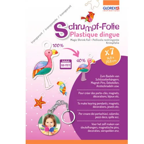 Bastelmaterial Schrumpffolie A5 7 Bogen transparent