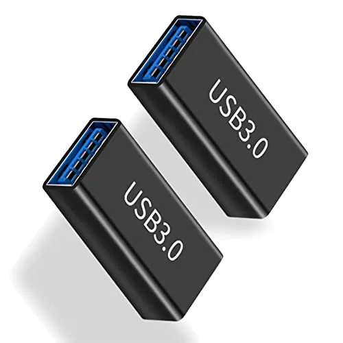 iJiZuo USB Buchse auf Buchse Adapter (2 Stück), Verlängerung Plug & Play 3.0 Adapter, Kabelkoppler zum Anschließen Zweier Stecker für U Stick/Maus/Tastatur/Laptop, Schwarz