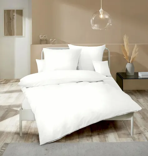 Kaeppel Fein Biber Bettwäsche Uni Einfarbig Weiß 155x220cm - Bettwäsche-Sets aus 100% Baumwolle, zeitlos und elegant, bei 60°C waschbar, trocknergeeignet und besonders atmungsaktiv für höchsten Schlafkomfort.