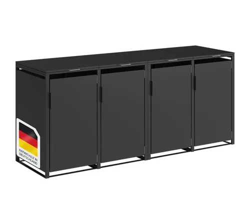 STEELSØN Mülltonnenbox Thoria 240L - Wetterfeste Mülltonnenbox für 4 Tonnen in elegantem Graphitschwarz, mit robustem Stahl und UV-beständigem Material für langanhaltende Nutzung.