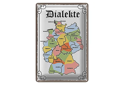 Roomando Metallschild Spruch 12x18cm Dialekte Karte Bundesländer