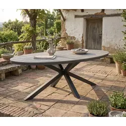 Gardissimo ARMATI Nonwood Alu-Gartentisch 220x115cm - Gartentisch in ovaler Form, wetterfest und UV-beständig, ideal für den Außenbereich mit pflegeleichtem Aluminium-Gestell in anthrazit.