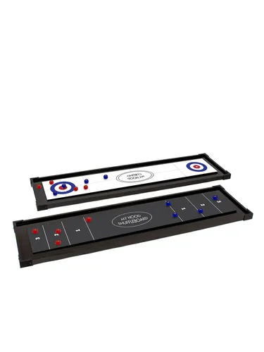 My Hood Shuffleboard - Soziales Familienspiel mit drehbarer Spielplatte, traditionelle Shuffleboard- und Curling-Seite für endlosen Spaß