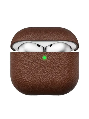 KeyBudz Artisan Series Leather Case for Airpods 4:th gen - Natural Brown AP4_S3_NBN