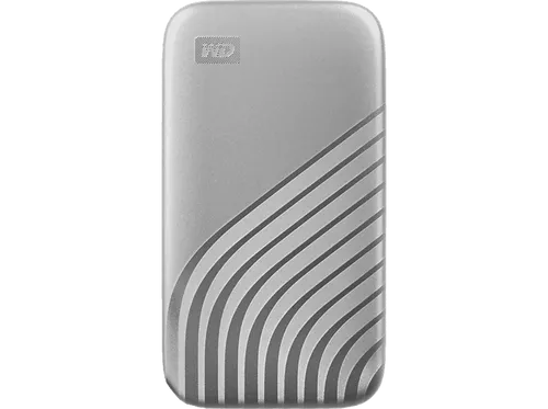 WD My Passport™ 2 TB SSD - Externe Festplatte, Silber - Erleben Sie blitzschnelle Datenübertragungen mit der My Passport™ SSD. Mit NVMe™-Technologie und Lesegeschwindigkeiten von bis zu 1.050 MB/s ist sie ideal für schnelles Speichern und Schützen Ihrer Inhalte. Robustes Metallgehäuse für hohe Langlebigkeit.