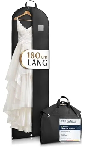 Bruce.® Kleidersack Lang 180x60 cm – Optimaler Schutz für Brautkleid & Abendrobe - Kleidersäcke mit 120 GSM Materialstärke, atmungsaktiv und mottensicher für zuverlässige Aufbewahrung & Transport von hochwertigen Kleidungsstücken.
