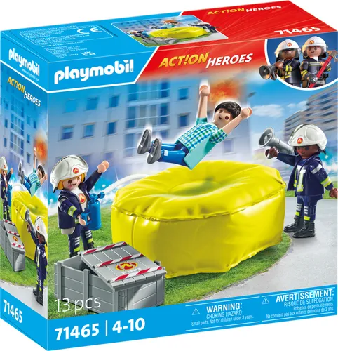 PLAYMOBIL 71465 - Action Heroes Feuerwehrleute mit Luftkissen, kreatives Spielset für Kinder ab 4 Jahren zur Förderung von Sicherheit und Rollenspielen
