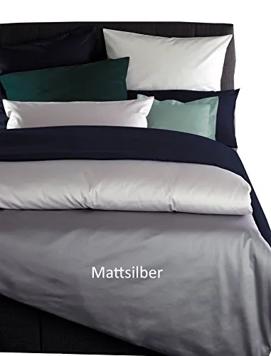 Curt Bauer Uni-Mako-Satin Bettwäsche - Hochwertige 2-teilige Bettwäsche aus 100% Baumwolle, OEKO-TEX® und Made in Green zertifiziert, in mattsilber – perfekt für einen erholsamen Schlaf und pflegeleicht bei 60°C waschbar.