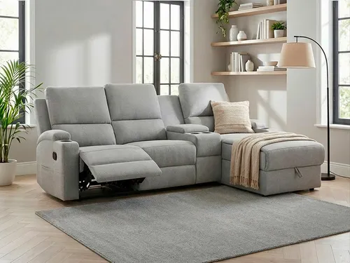 Home affaire Ecksofa NAPORI Multimediasofa XXL - Ecksofa mit Relaxfunktion und Getränkehaltern, ideal für Filmabende. Praktisches Staufach sorgt für Ordnung im Wohnzimmer.