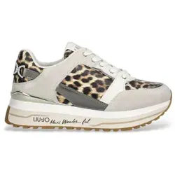 Liu Jo für Damen. BA6011PX811S3956 Turnschuhe Wonder Maxi 91 animalprint (38), Leder, 3 bis 5 cm, Schnürsenkel, Lässig, Tierdruck
