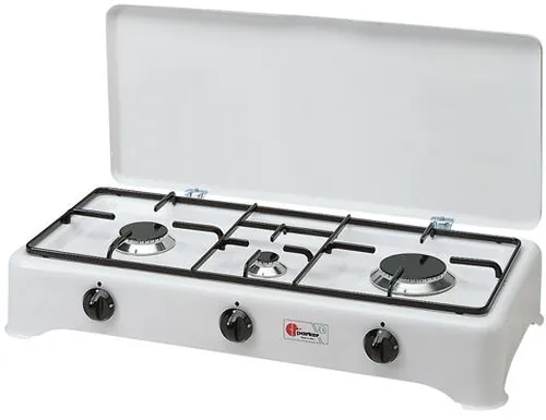 CF Parker Gaskocher 3-flammig mit Zündsicherung - Luxuriöser 3-flammiger Gaskocher mit Zündsicherung für sicheres und effizientes Kochen, ideal für Camping und Outdoor-Aktivitäten.