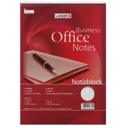 LANDR 100050244 Briefblock "Business Office Notes" - DIN A4, kariert, 40 Blatt für effektive Notizen im Büro oder Home Office