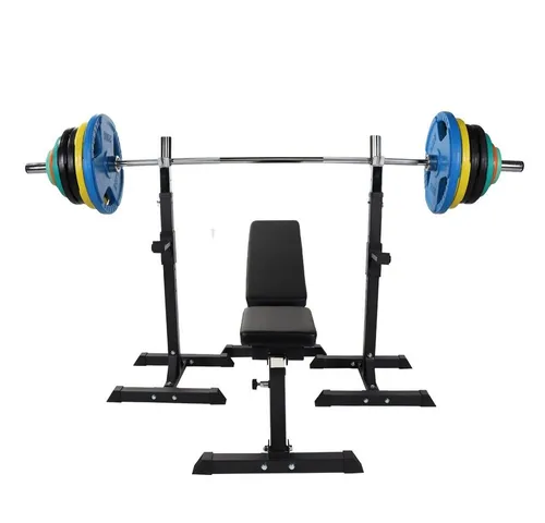 GORILLA SPORTS Hantelbank mit Gewichten 150 kg - Hantelbänke für Dein Home-Gym: Mit verstellbarer Multi-Flachbank, 14 Gummi-Hantelscheiben und Olympia-Langhantelstange für maximales Trainingserlebnis.