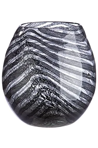 Casablanca Vase Blumenvase grau schwarz aus Glas - Deko Wohnzimmer Geschenk für Frauen Geburtstag Muttertag Höhe 17 cm