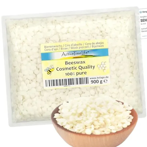 ActiveTimeLife® Bienenwachs Pastillen weiß | Premium | 900 g ideal für Kosmetik Kerzen Cremes Salben Seifen Wachstücher - Nachfüllpack