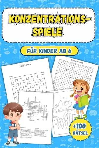 Konzentrationsspiele für Kinder ab 6 – 100 spannende Rätsel - Entdecken Sie Konzentrationsspiele für Kinder ab 6! Über 100 abwechslungsreiche Rätsel fördern die Aufmerksamkeit und Problemlösungsfähigkeiten spielerisch.