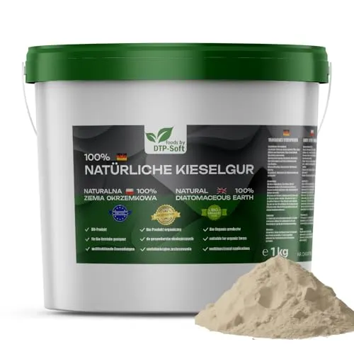 Kieselgur Diatomeenerde fein hohe Qualität 100 % Rein | Reines Kieselgur Hühner Pulver im Eimer, sehr effizient (1KG)