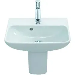 Duravit ME by Starck Waschtisch 0719450000 - Kompakter Waschtisch - Waschbecken, 45 x 32 cm, weiß, mit Überlauf und 1 Hahnloch, ideal für kleine Bäder und Gäste-WCs.