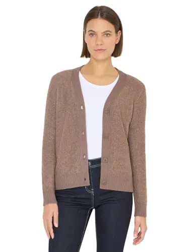 CECIL Softer Bouclé Cardigan Chocolate Mousse Melange - Elegante Strickjacke für Damen mit V-Ausschnitt und Knopfleiste, ideal für jeden Anlass. Kuscheliger Bouclé-Stoff sorgt für höchsten Tragekomfort.