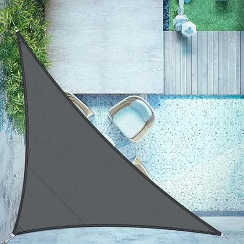 LOVE STORY Sonnensegel Wasserdicht Rechtwinkliges dreieck 4x4x5.65m Segeltuch Sonnenschutz Windschutz PES mit 95% UV-Schutz für Balkon, Garten, Terrasse (Anthrazit)