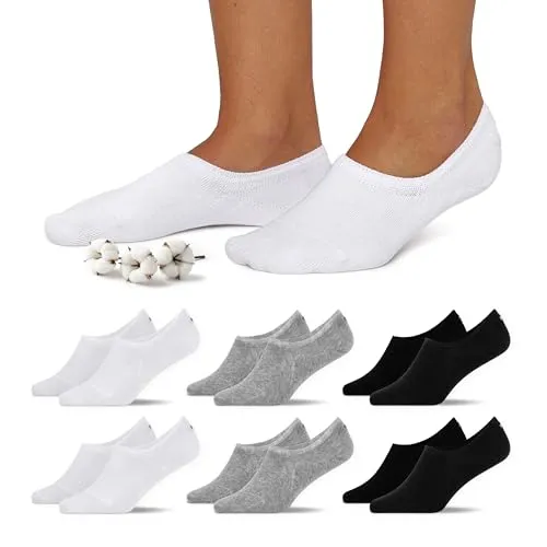 Snocks Füßlinge für Damen und Herren - Rutschfeste Sneakersocken aus Bio-Baumwolle (6 Paar) - Die Snocks Füßlinge sorgen für einen unsichtbaren Look in Sneakers und Loafers. Rutschfest mit Silikonpad, perfekte Passform und aus 75 % Bio-Baumwolle – ideal für jeden Anlass!