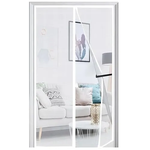 Panngu Fliegengitter Balkontür Magnet 75x200cm, Fliegenvorhang Terrassentür Magnete Türe Ohne Bohren, Fliegennetz Balkon Insektenschutz Tür, Magnetische Moskitonetz Vorhang Weiß