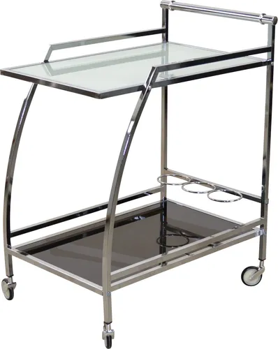 möbel direkt online Servierwagen Anton - Küchenwagen mit modernem Design, 2 Glasablagen und praktischen Rollen für einfache Mobilität. Ideal für elegante Serviermöglichkeiten in jedem Raum.