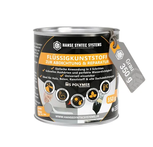 Hanse Syntec Systems Dichtstoff HSS Abdichtungsset - Spachtelmassen für universelle Abdichtung, inkl. Pinsel & Vlies, schnell härtend, lösemittelfrei, ideal für Dach, Terrasse und Fugen.