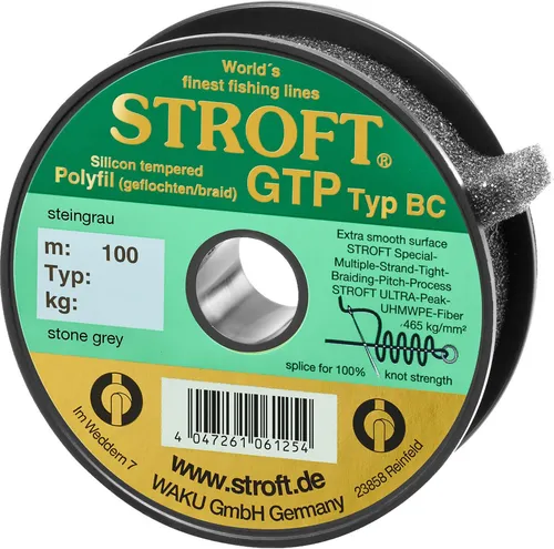 Stroft GTP Typ BC Baitcaster Schur Grau 100m 20kg - Hochleistungs-Angelschnur für Baitcaster mit optimaler Wurfpräzision. Innovative Fertigungstechnologie sorgt für hervorragende Festigkeit und einfaches Handling. Genießen Sie unvergessliche Angelmomente!