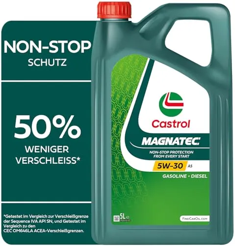 Castrol Magnatec 5W-30 A5 5 Liter - Optimaler Motorschutz - Motoröle für Ford Fahrzeuge, bietet 20% mehr Schutz bei Stopp-Start-Bedingungen und erfüllt die neuesten Ford-Spezifikationen für Diesel-PKW.
