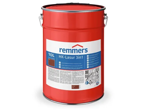 Remmers HK-Lasur 3in1 Teak - 10 Liter Holzlasur - Beizen – Exzellenter Holzschutz für Außenbereiche. 3in1: Imprägnierung, Grundierung & Lasur in einem Produkt, das Zeit und Geld spart. Optimaler Schutz vor Feuchtigkeit und UV-Strahlung.