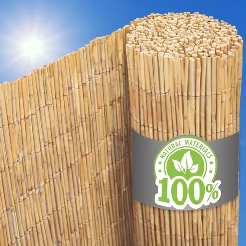 UrFence Balkon Sichtschutz Schilfrohrmatte 100x500 cm - wetterfester Sichtschutz aus Naturmaterial für Balkon und Terrasse - Gestalte deinen Balkon zur Wohlfühloase mit der blickdichten Schilfrohrmatte. Stabil und flexibel, ideal als Sichtschutz oder dekorativer Windschutz. Einfache Montage ohne Bohren und perfekt für den Einsatz im Außenbereich.