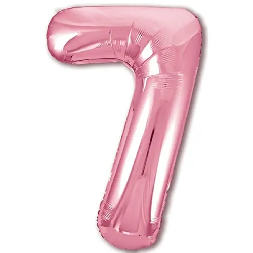Luftballon 7. Geburtstag Zahl 7 Rosa XXL Riesen Folienballon 100cm Geburtstagsdeko Mädchen Ballon Zahl Deko zum Geburtstag. Fliegt mit Helium.