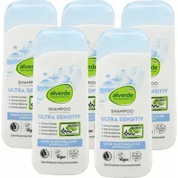 alverde Naturkosmetik - Shampoo Ultra Sensitiv (5 x 200 ml) 5 x