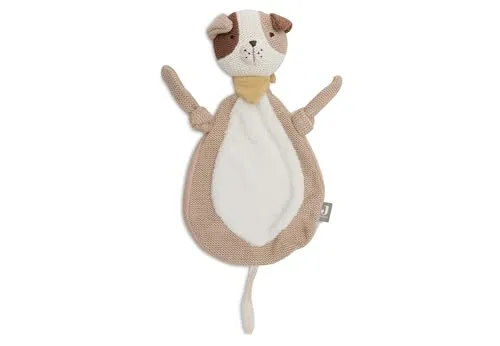 Jollein Schmusetuch Baby Hund – Mick – Beige/Weiß – Kuscheltier & Schnullertuch – Extra Weich – Schnuffeltuch Baby – Geschenke zur Geburt – 28x13 cm