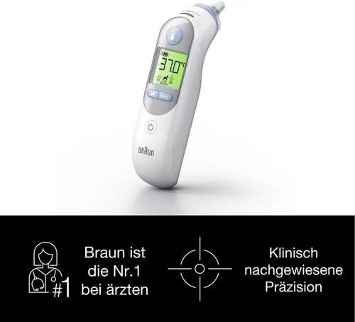 Braun ThermoScan 7 Ohrthermometer BRAIRT6520 – Präzise Messungen für Kinder - Das Braun ThermoScan 7 Ohrthermometer bietet durch Age Precision Technologie eine einfache Temperaturkontrolle für jedes Alter. Mit farbcodiertem Display und vorgewärmter Spitze für zuverlässige Resultate.