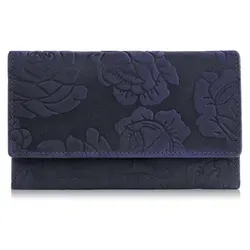 Damen Leder Brieftasche groß in Rosen navy blau Paolo Peruzzi T-107-HDB - Marine