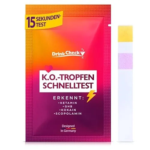 DrinkCheck K.O.-Tropfen Test – Schneller Schutz für Getränke - Drogentests: Erkenne K.O.-Tropfen in nur 15 Sekunden mit einem einfachen Farbtest. Diskrete, kompakte Verpackung für unterwegs – ideal für Bars und Festivals.