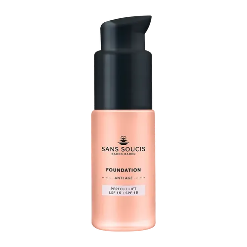 SANS SOUCIS Foundation Perfect Lift - Make-up mit straffendem Effekt, verleiht einen strahlenden Teint und kaschiert Linien. Enthält Anti-Age-Wirkstoffe und bietet mittlere bis hohe Deckkraft mit LSF 15.