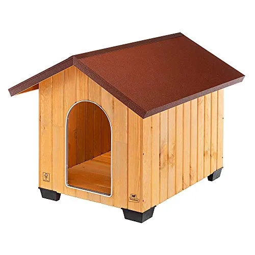 Ferplast Cuccia Cane da Esterno DOMUS EXTRA LARGE in Legno FSC, Piedini Isolanti, Griglia d'aerazione, Porta con Antimorso in Alluminio